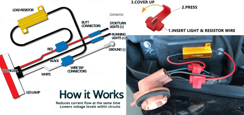 X-Load Resistor -Set- to eliminate Hyper Flashing on LED Turn Signal - Image 4
