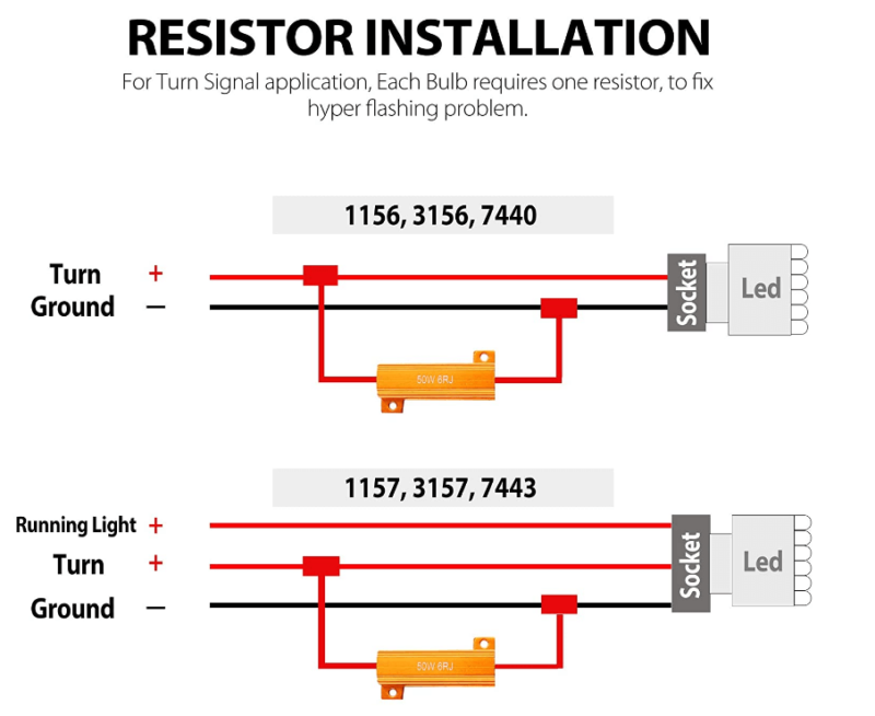 X-Load Resistor -Set- to eliminate Hyper Flashing on LED Turn Signal - Image 2