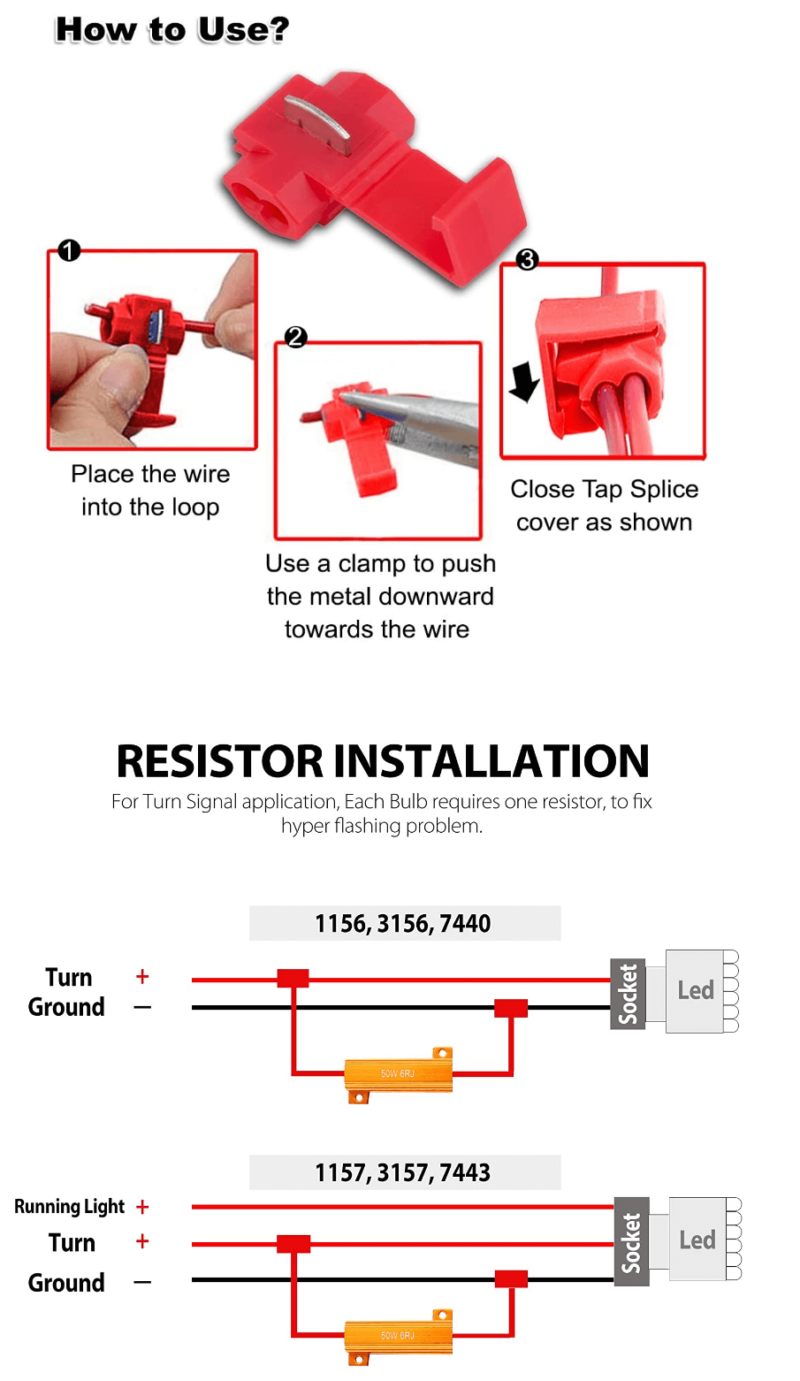 X-Load Resistor -Set- to eliminate Hyper Flashing on LED Turn Signal - Image 3