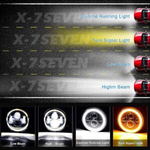 (2pcs/set) 7'' 90W Round Halo Ring Jeep Headlights With Amber Turn Signal Compatible with 1987-2018 Jeep Wrangler JK JKU TJ LJ Rubicon Sahara Unlimited