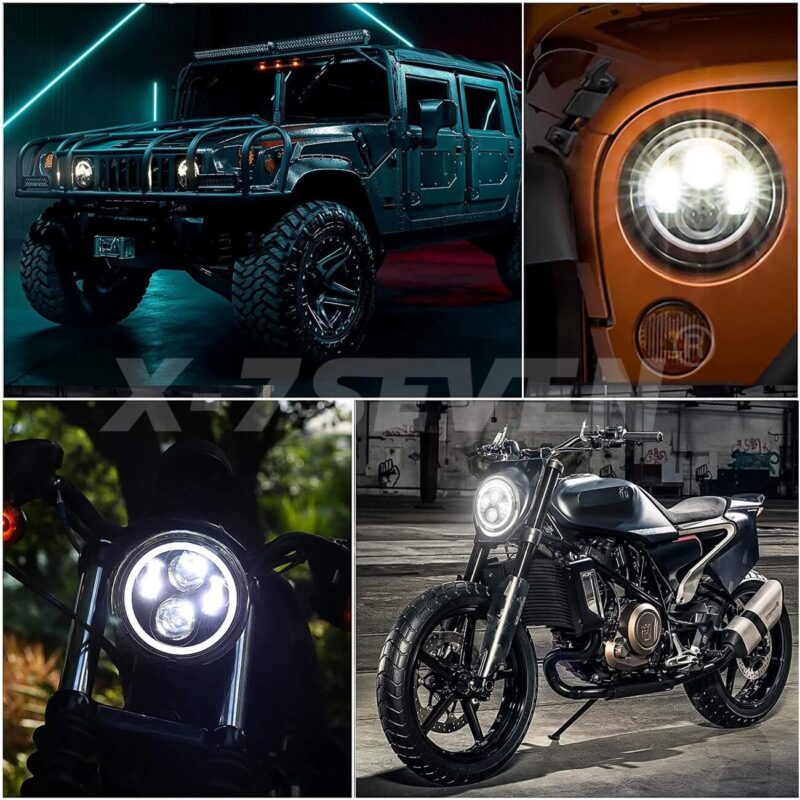 (2pcs/set) 7'' 90W Round Halo Ring Jeep Headlights With Amber Turn Signal Compatible with 1987-2018 Jeep Wrangler JK JKU TJ LJ Rubicon Sahara Unlimited - Image 4