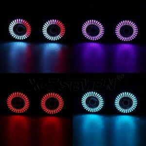 7 inch 80W Round LED Headlights Hi-Lo Beam With RGB Flowing Halo Ring App Control