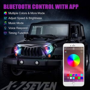 (2pcs/set) 7'' 90W Round Chasing Color RGB Halo Ring Jeep light With App Control for Jeep Wrangler JK LJ CJ TJ Sahara Sport Rubicon 1997 ~ 2017