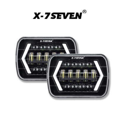 5x7 inch 45W LED Headlight DRL White-Turn Signal Yellow-For any car with sealed 5x7 Lamp