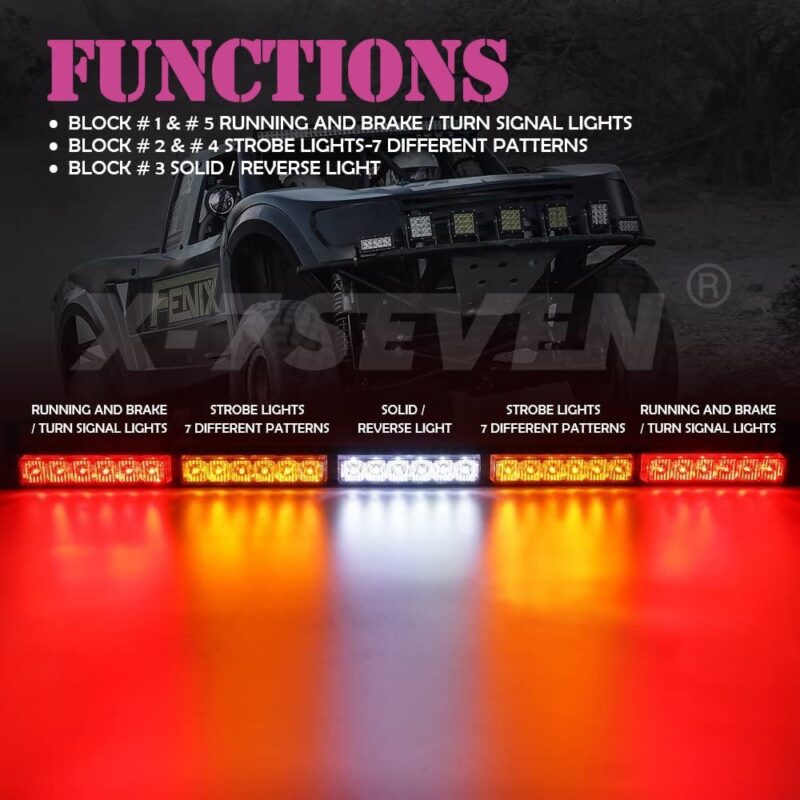 31 inch X-Strobe Light Bar -- Amber/White/Red -- Chase Strobe -- Brake-Reverse-Turn Signal - Image 3