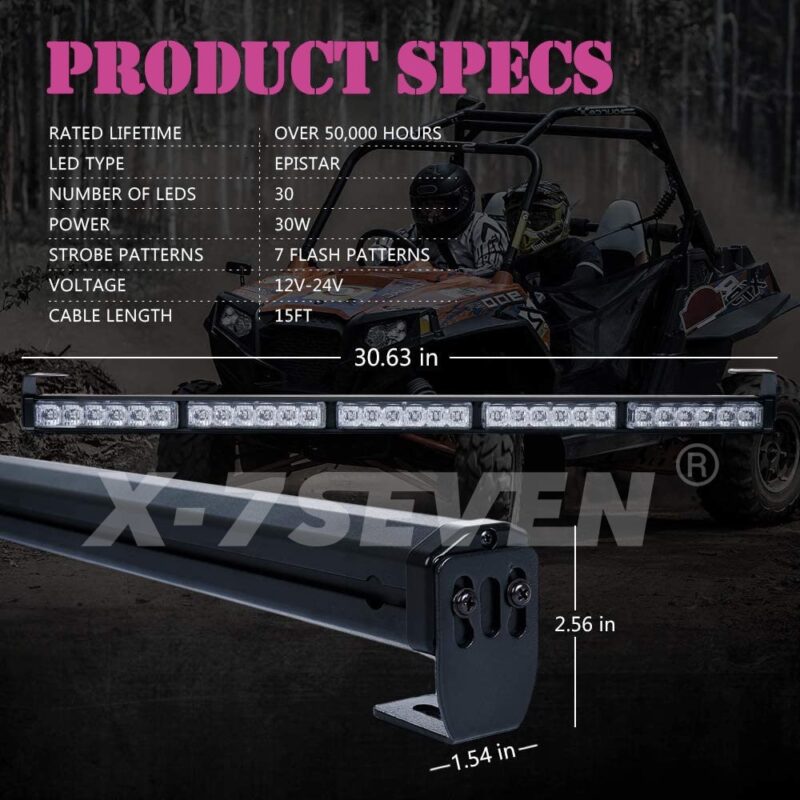 31 inch X-Strobe Light Bar -- Amber/White/Red -- Chase Strobe -- Brake-Reverse-Turn Signal - Image 8