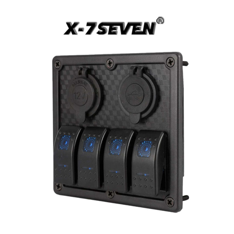 4 Gang USB Toggle On-Off Rocker Switch Panel