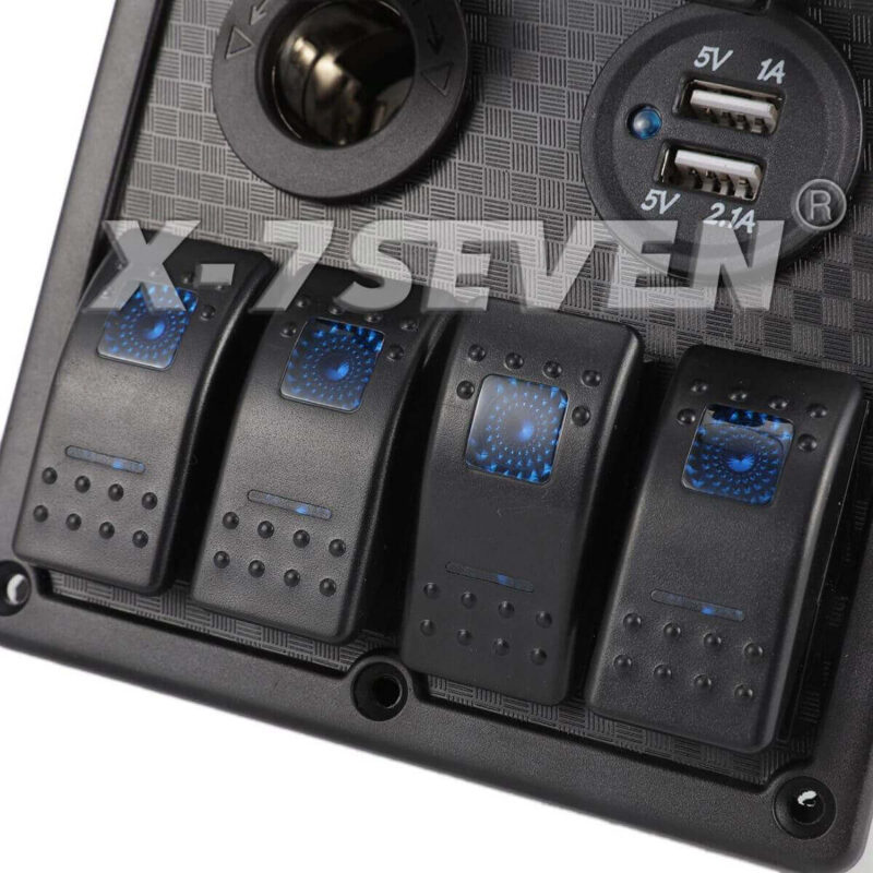 4 Gang USB Toggle On-Off Rocker Switch Panel - Image 2