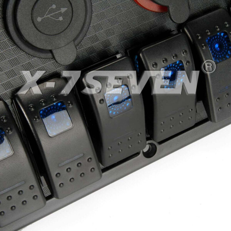 8 Gang Rocker Switch + 12v Socket + Dual USB Port + Voltmeter - Image 2