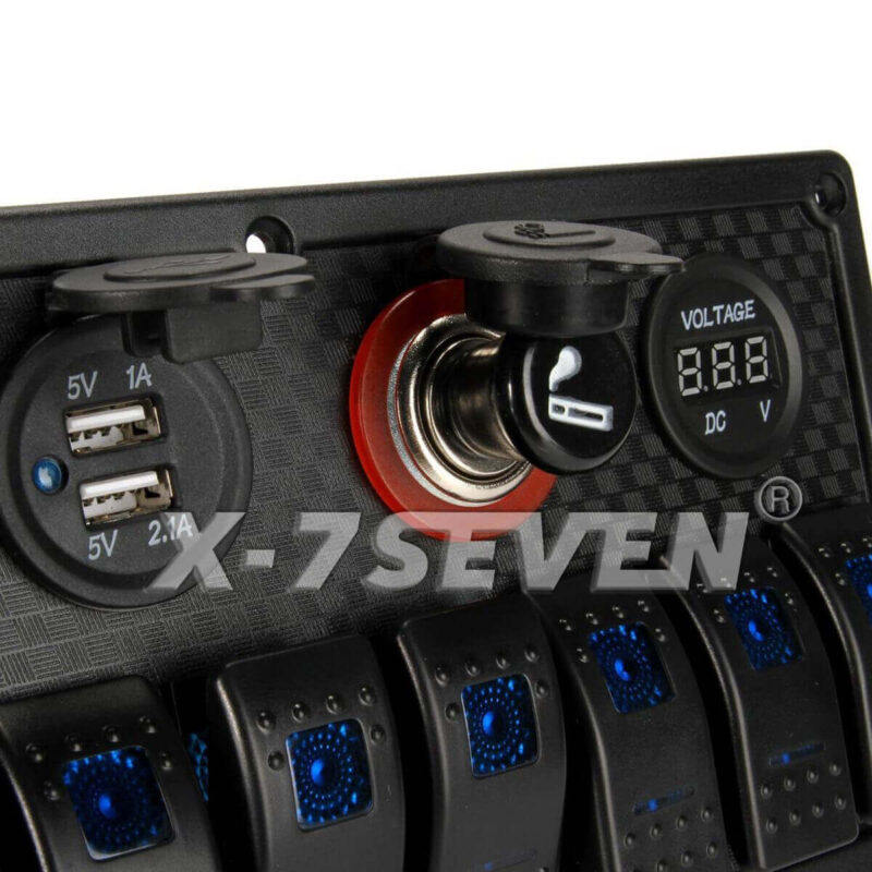 8 Gang Rocker Switch + 12v Socket + Dual USB Port + Voltmeter - Image 4