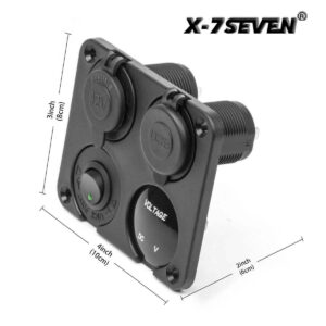 Dual USB+LED Voltmeter+12V Power Outlet+Toggle Switch Panel