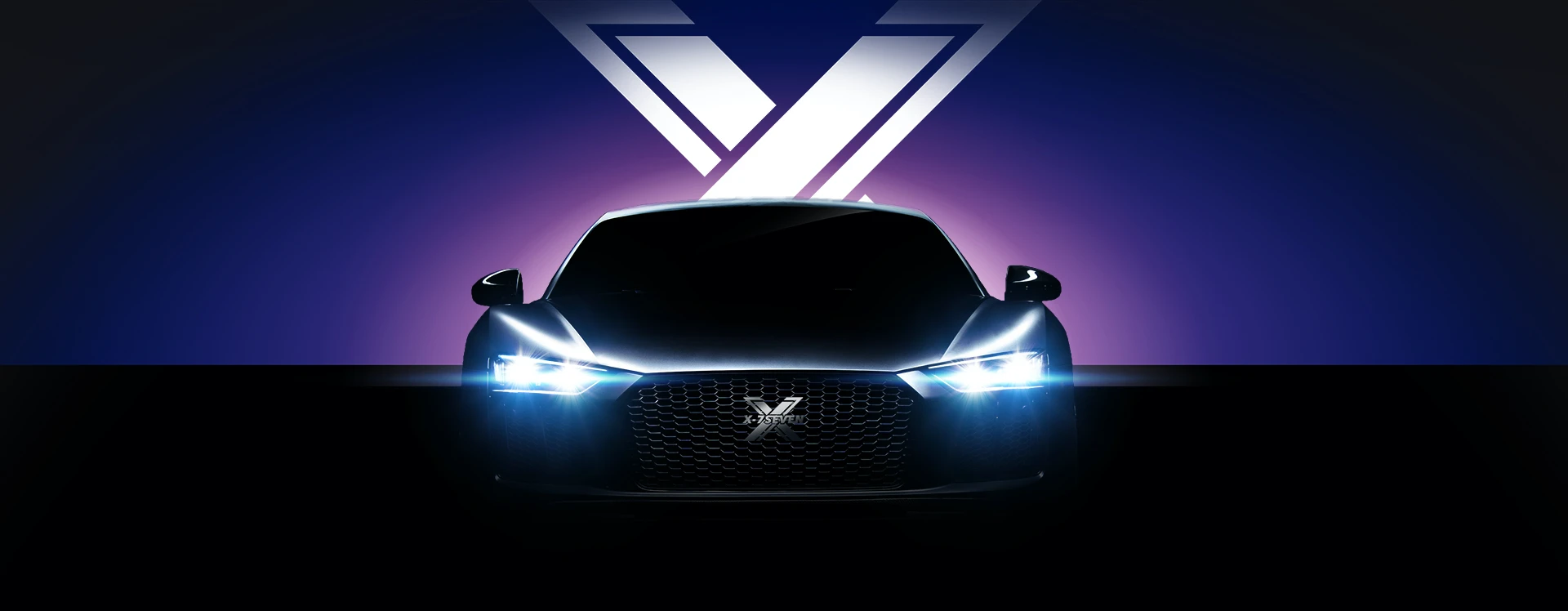 Car with lights on